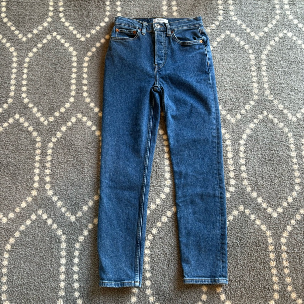Re/Done Straight-Leg Jeans in Classic Blue Denim